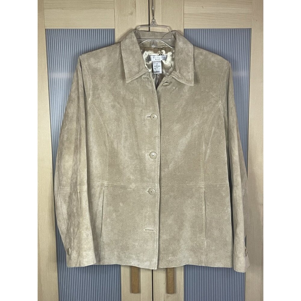 Pursuits LTD Women XL Tan Leather Suede Blazer Jacket Retro Y2K Casual Western